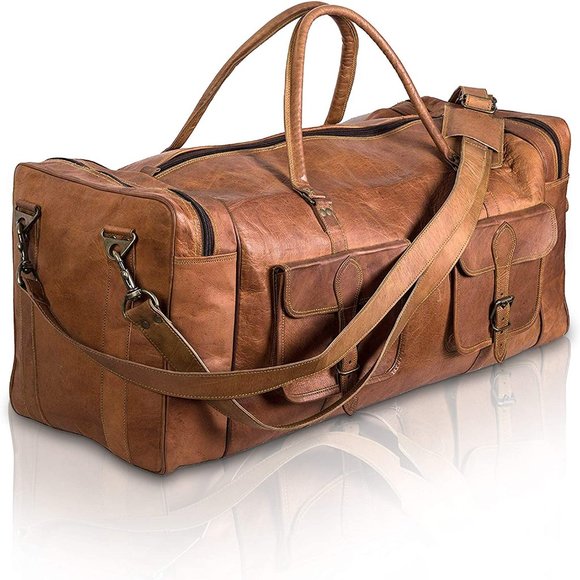 Other - XL Full Grain Leather Duffel Bag -Travel Bag - Overnight Weekender Bag - Luggage